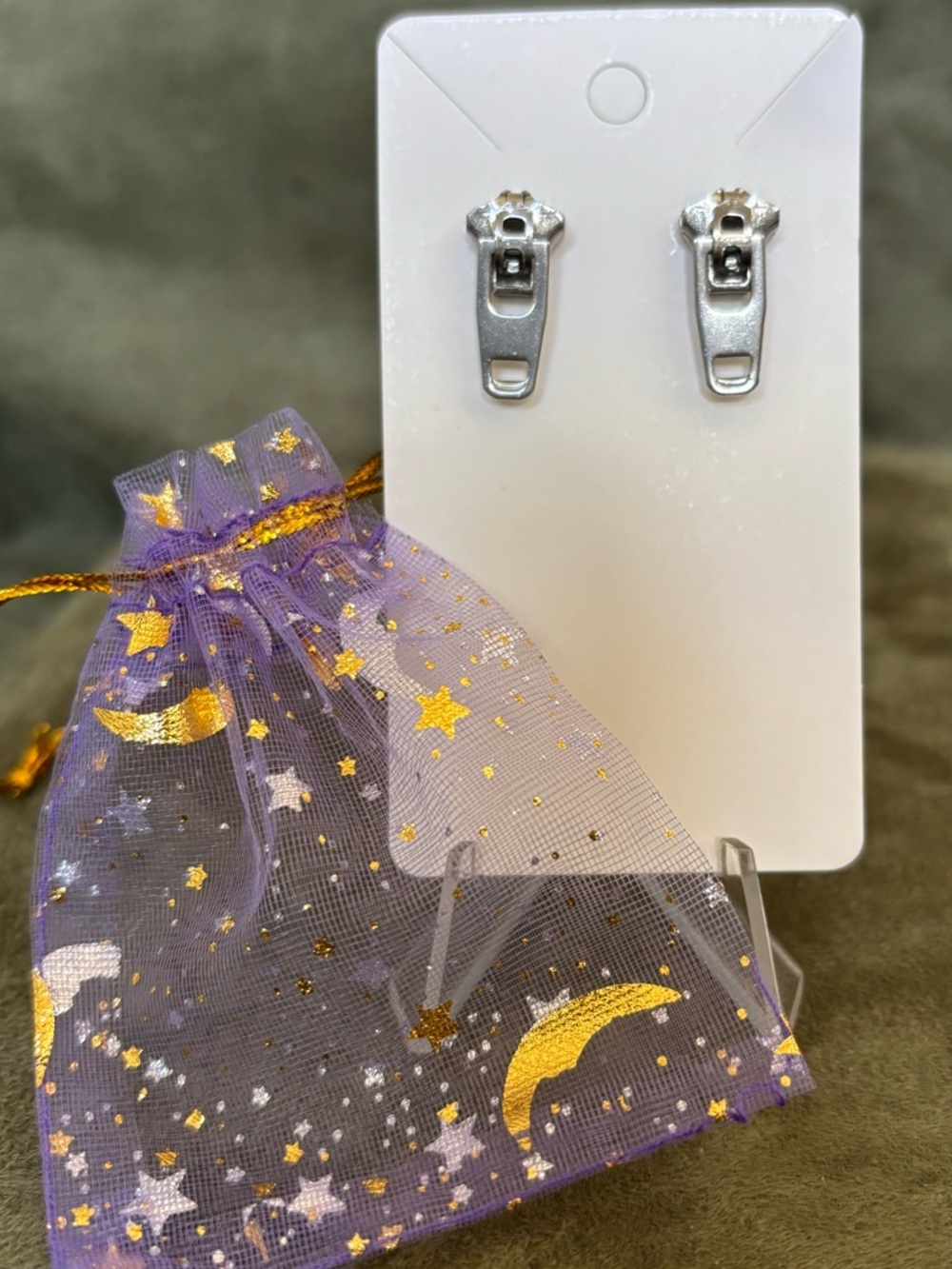 Wearable Art at its Best! Edgy ZIPPER  STYLE Earrings in Silver Stainless Steel